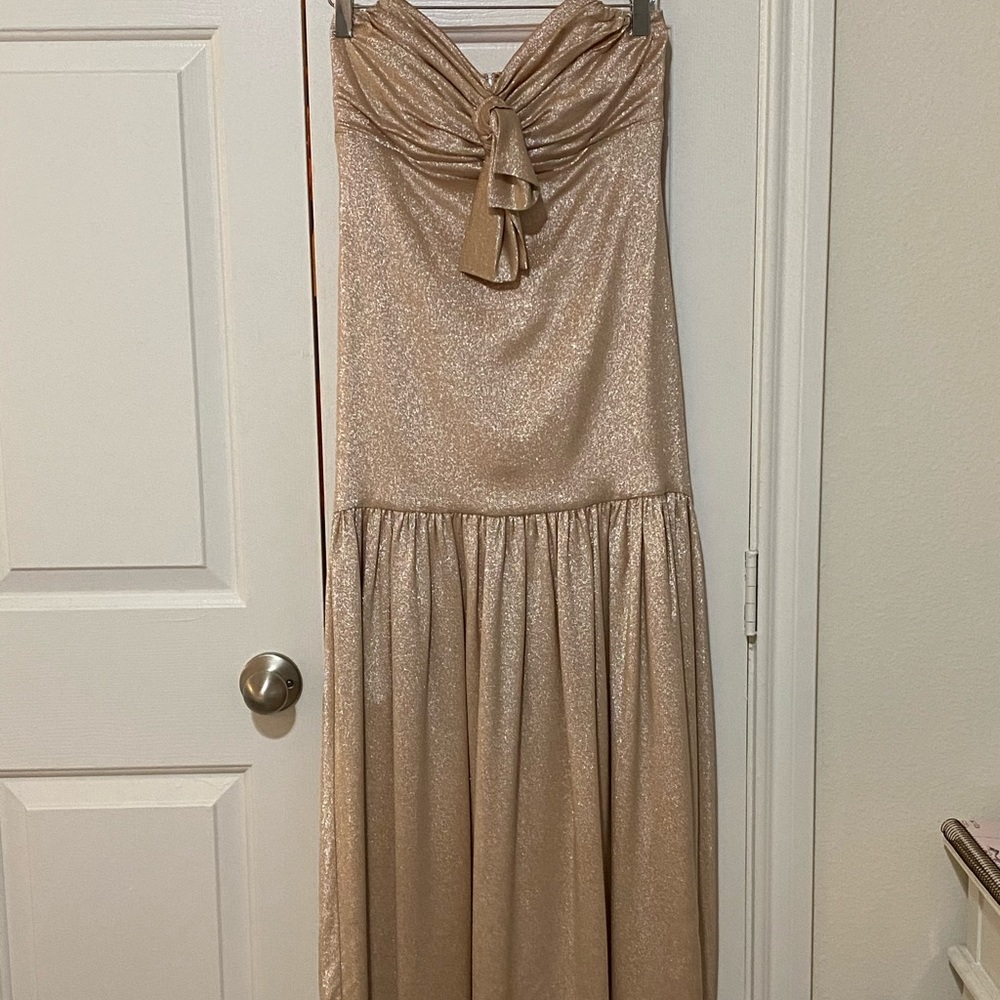 CAROLINE CONSTAS strapless bustier metallic dress